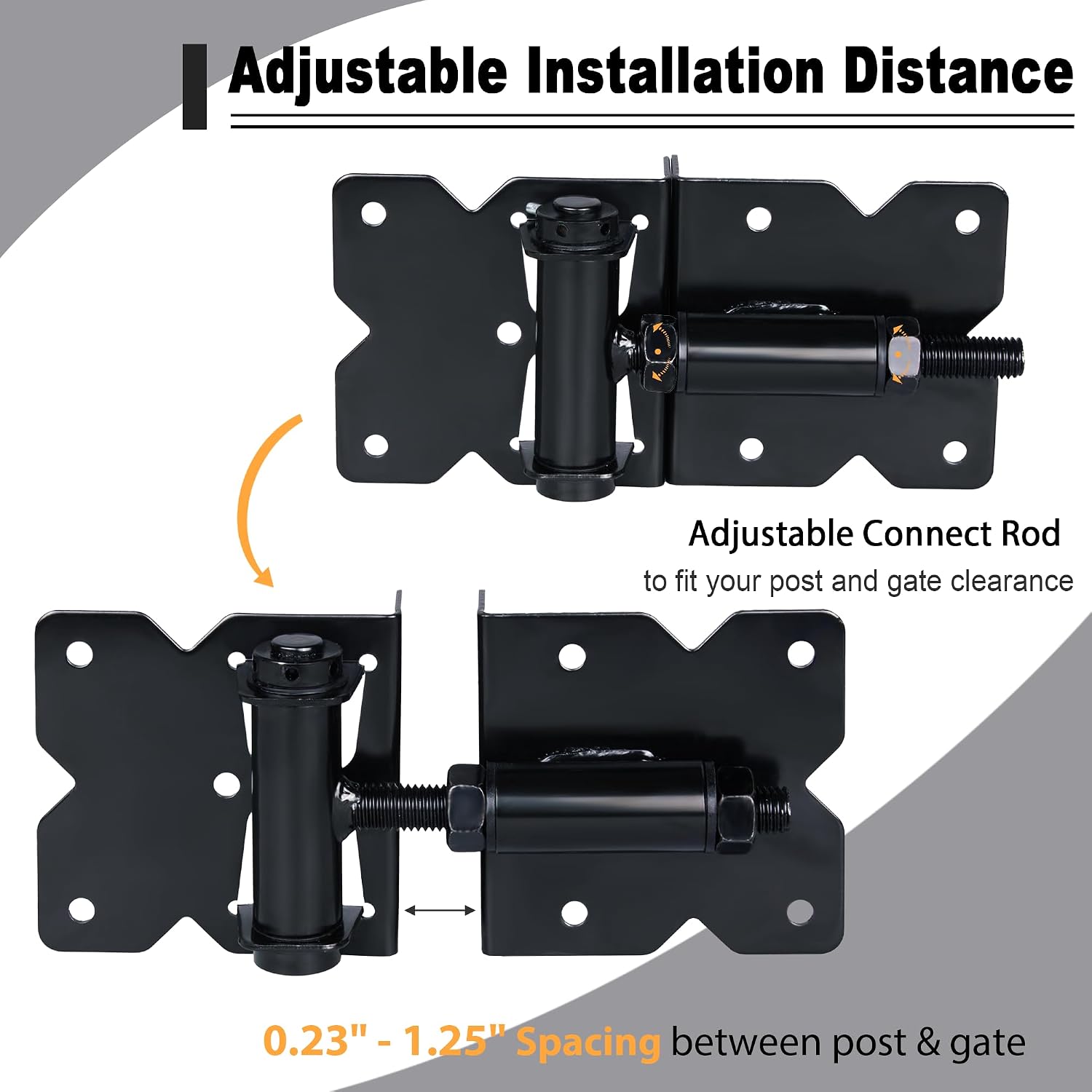 90 Degree Self Closing Gate Hinges - Heavy Duty Vinyl Fence Gate Kit & Baby Gate Hinges, Adjustable Closing Force for