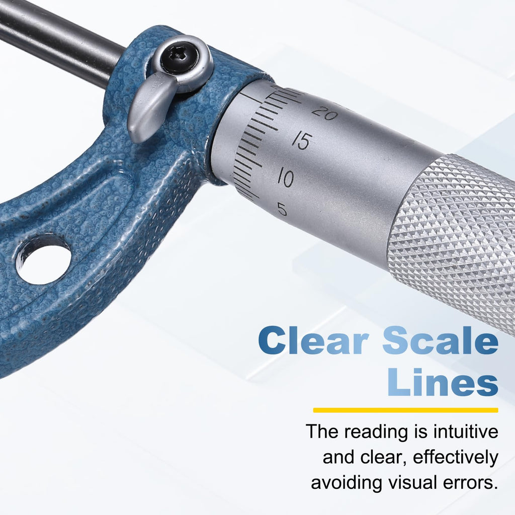 HARFINGTON Metric Outside Micrometer 25-50mm Range +/-0.01mm Accuracy,Blue