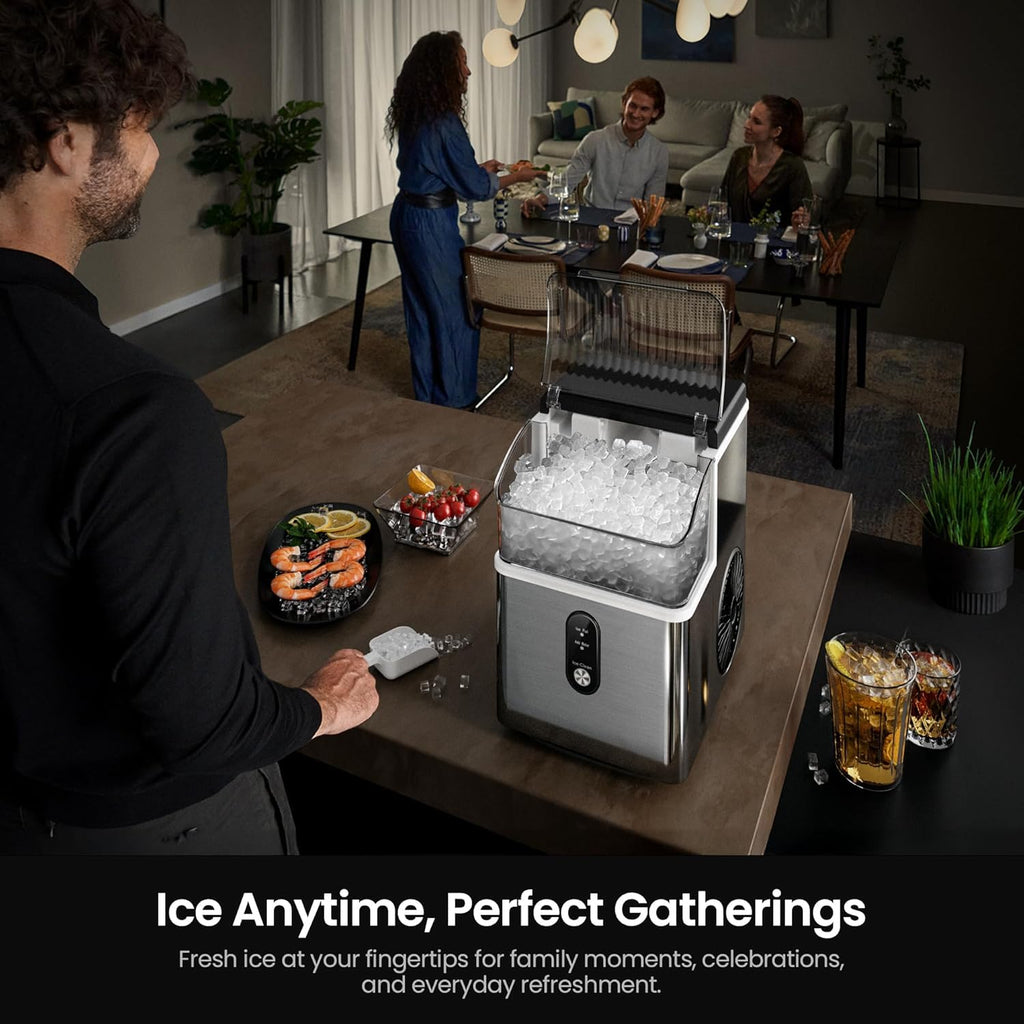 Nugget Ice Maker Countertop, 35 lbs/Day, Stainless Steel