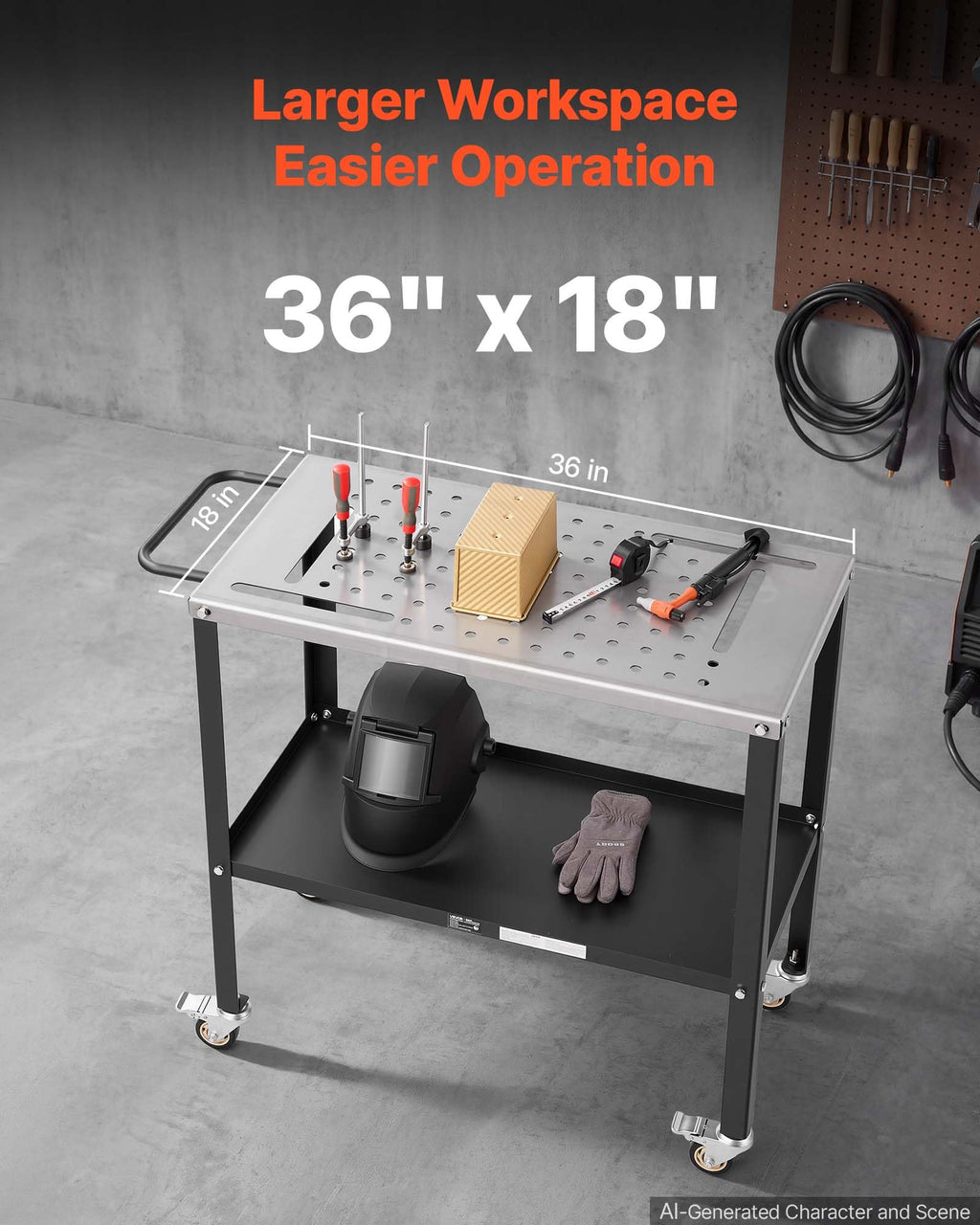 Welding Table 36" x 18" Movable Welding Workbench 1200LBS Capacity