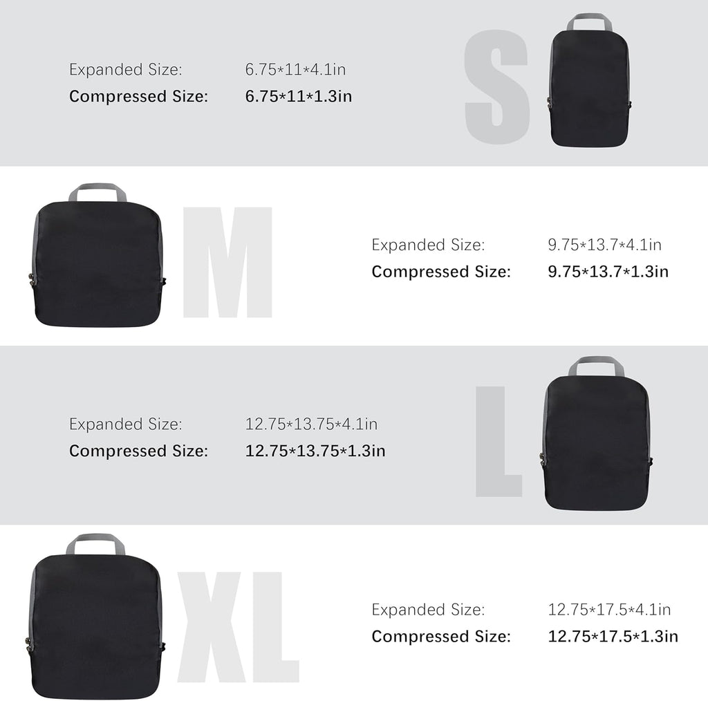 4 Set Compression Packing Cubes Travel - Travel Accessories Expandable Packing Organizers for Carry On - Essentials