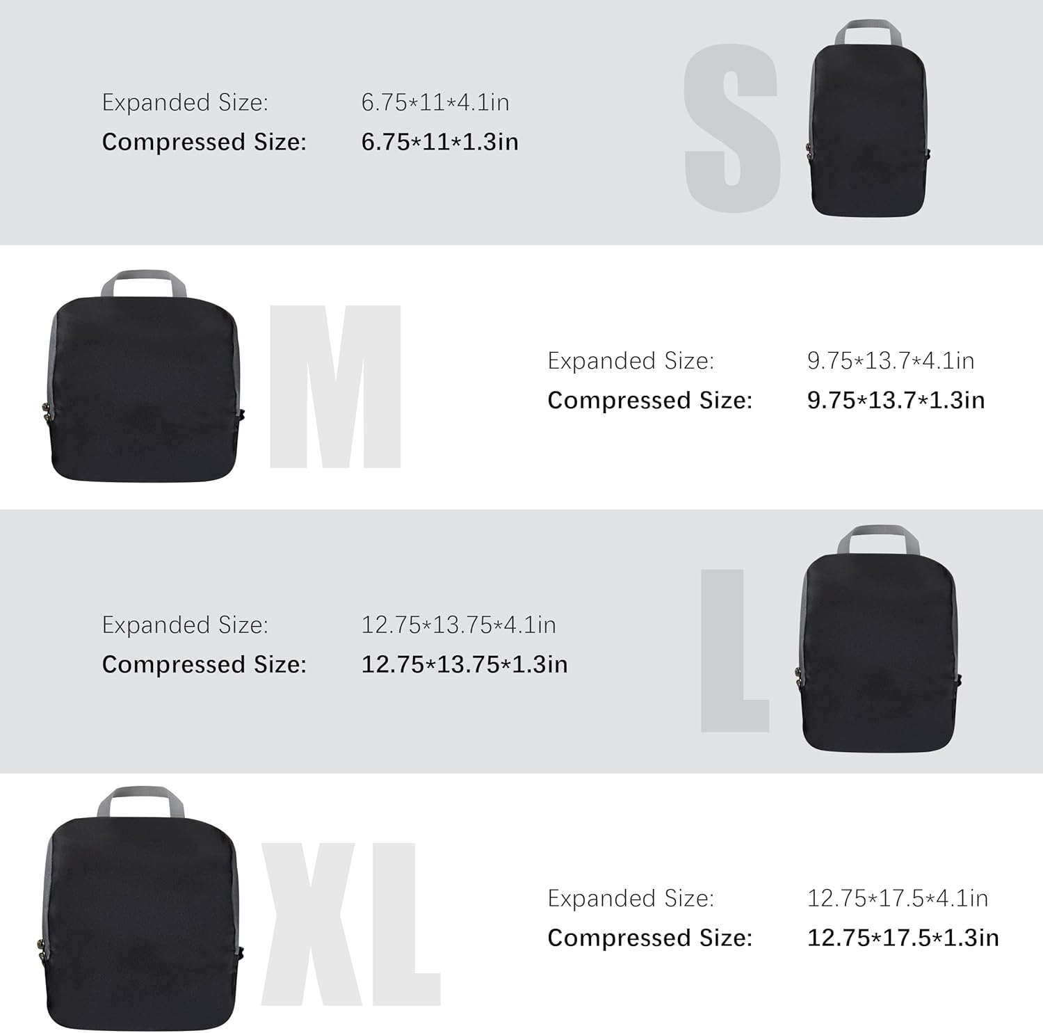 4 Set Compression Packing Cubes Travel - Travel Accessories Expandable Packing Organizers for Carry On - Essentials