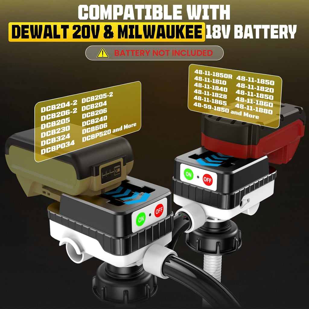 4GPM Automatic Fuel Transfer Pump with Auto-Stop for DeWalt 20V & Milwaukee