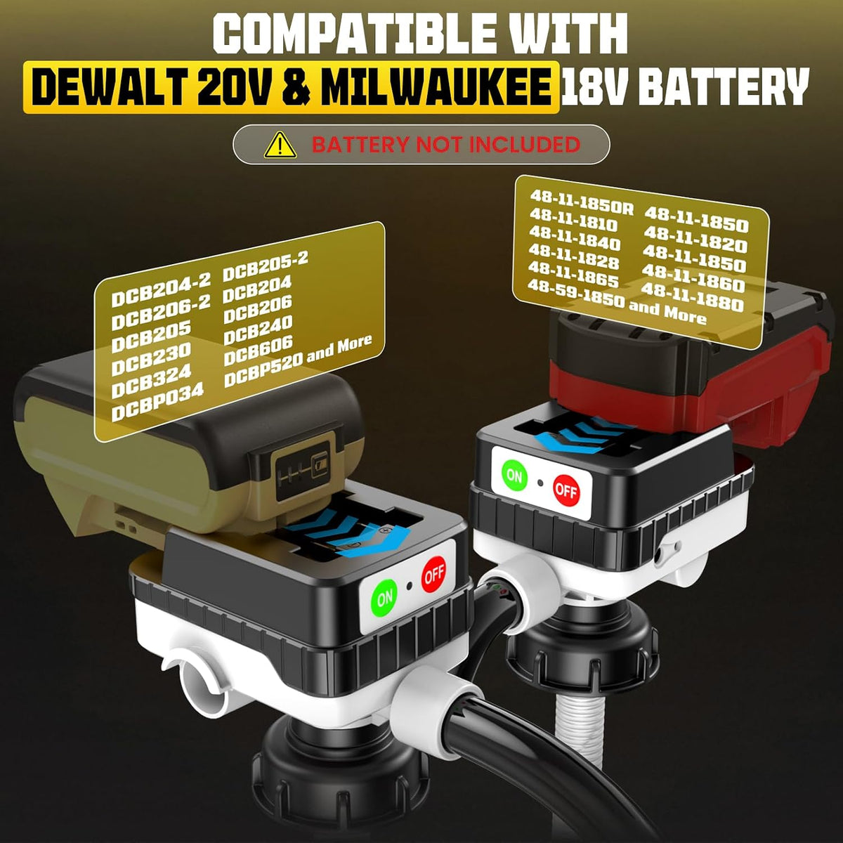 4GPM Automatic Fuel Transfer Pump with Auto-Stop for DeWalt 20V & Milwaukee