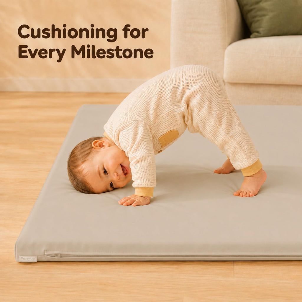 Vegan Leather Baby Play Mat, 79x71 Thick Cushioned Waterproof Playpen Mat, Stylish Removable Cover Floor Mat for