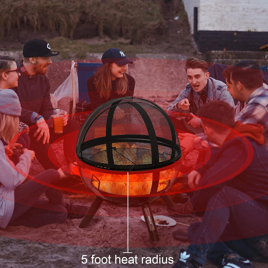 Ball of Fire Pit fire Ball with BBQ Grill fire Globe Pit Large Round fire Pit,Patio Fire Pit Fireplace for Camping
