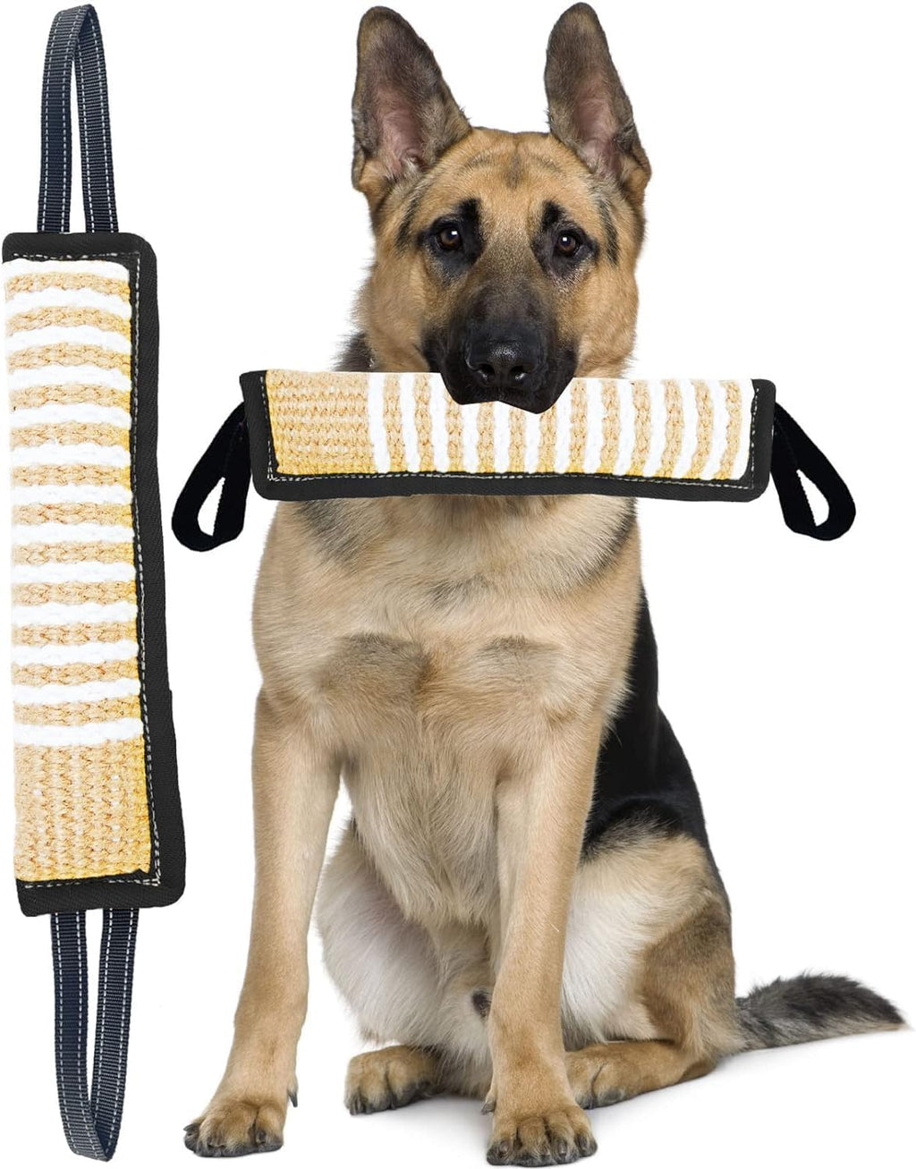 Squeaky Tug Toy for Dogs Jute with 2 Strong Handles Lasting Training Equipment Puppy to Large Dog Interactive Toys of