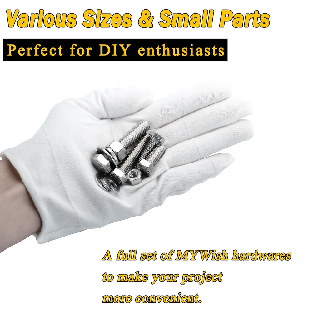 254Pcs Nuts and Bolts, 1/4 20 5/16 18 3/8 16 Bolt, Heavy Duty 304 Stainless Steel Bolts and Nuts Kit with Flat Spring