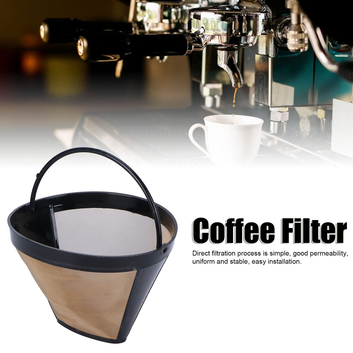 Stainless Steel Coffee Filter, Reusable Mesh Cone Coffee Filter Strainer, Replacement Coffee Maker Basket Filter Coffee Bar Brewer Filters Mesh Coffee Filter Basket