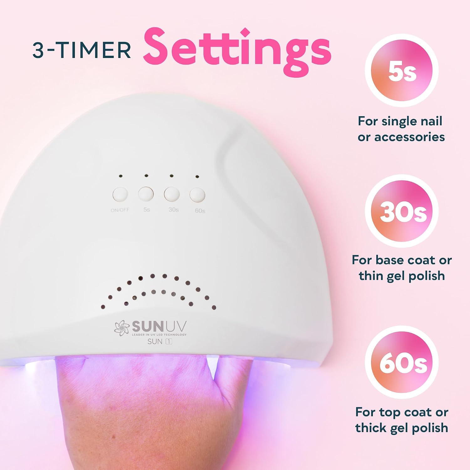 UV LED Nail Lamp, Gel Light for Nail Polish UV Dryer SUNONE White | Professional Fast Curing Lamp for All Gel