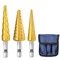 3PCS HSS Step Drill Bit Set for Metal Titanium Unibit