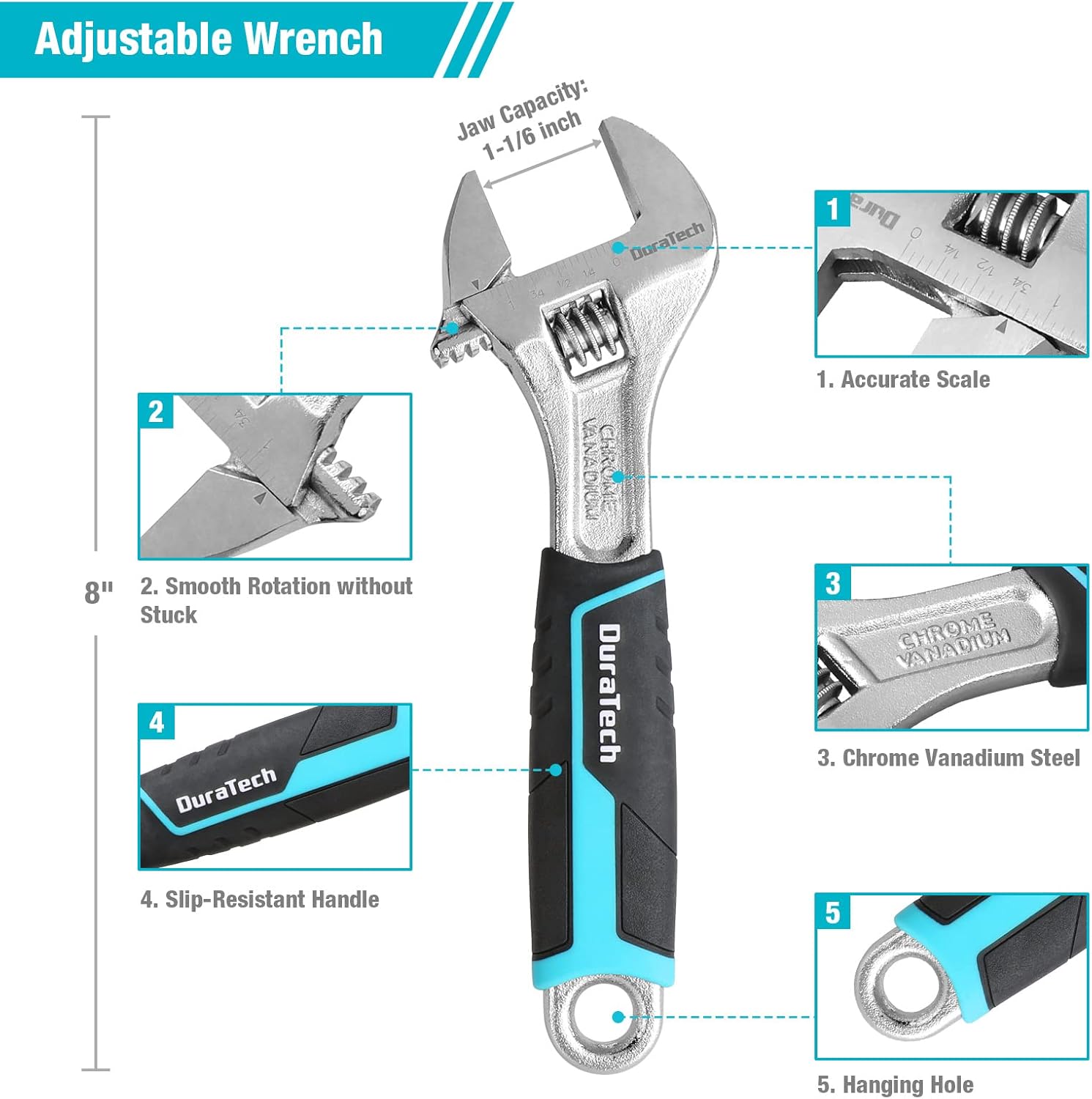 8-Piece Pliers Set with Rolling Pouch, Premium Cr-V/Cr-Ni Construction, (12", 10", 8" Groove Joint Pliers, 8"