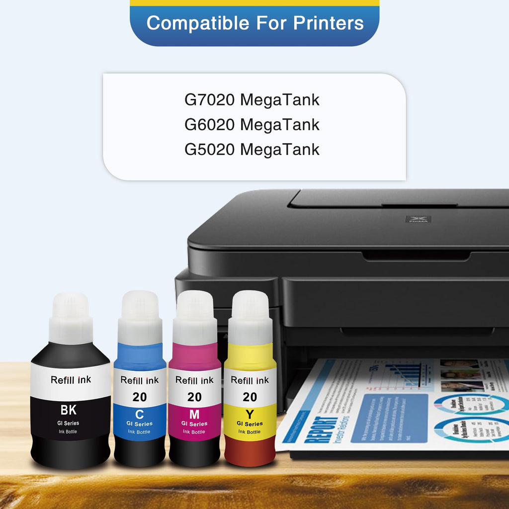 GI-20 GI20 GI 20 20 Ink Refill Bottles Compatible for Canon G6020 G7020