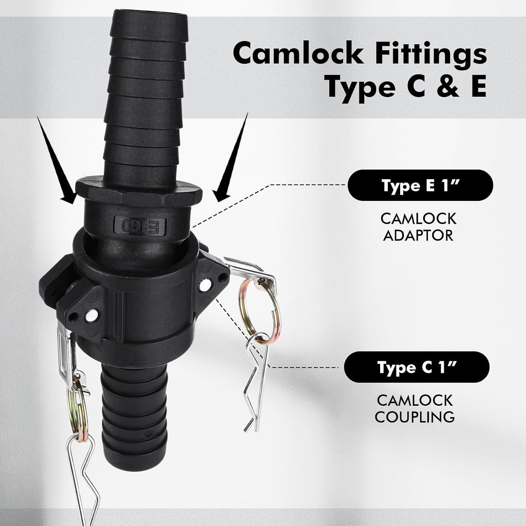 Pangda 4 Sets/ 8 Pcs Polypropylene Camlock Fittings, 1" Type C