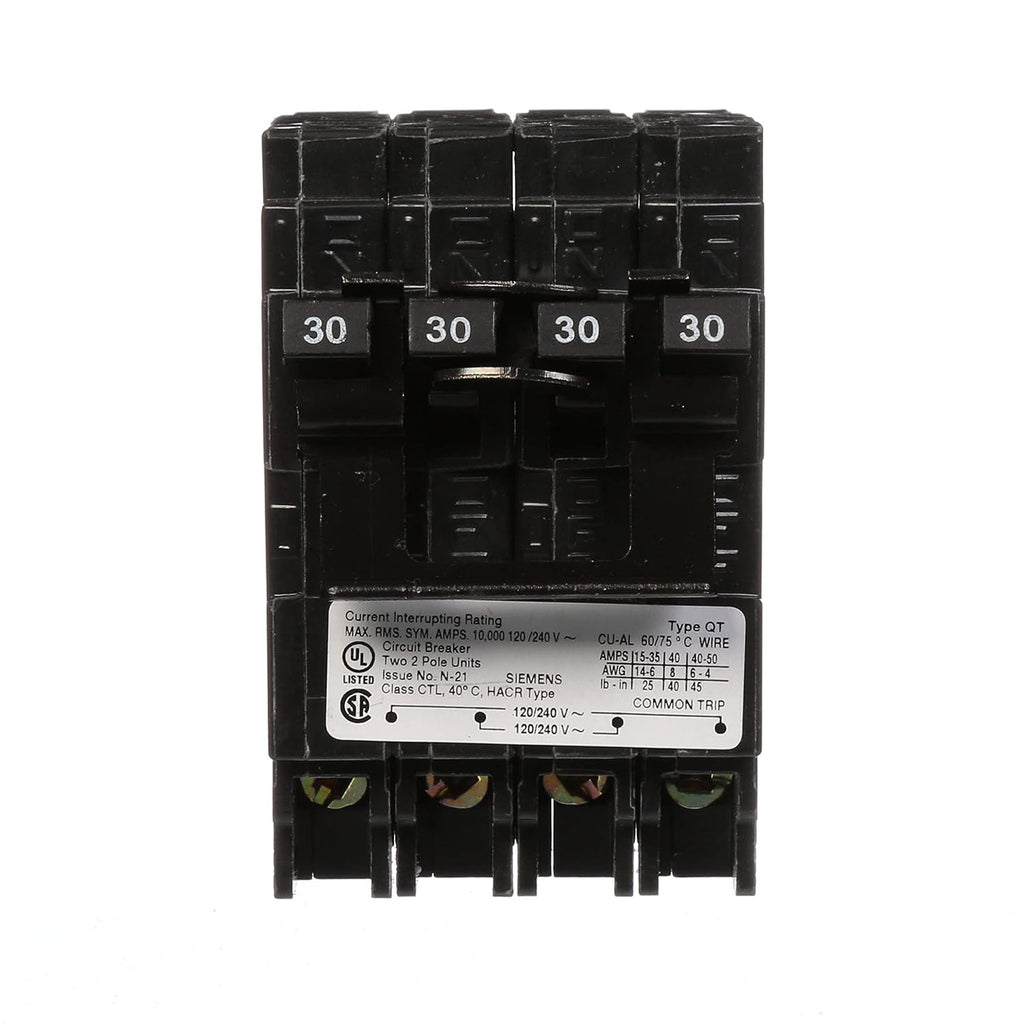 Siemens Q23030CT2 Two 30-Amp Double Pole Circuit Breaker