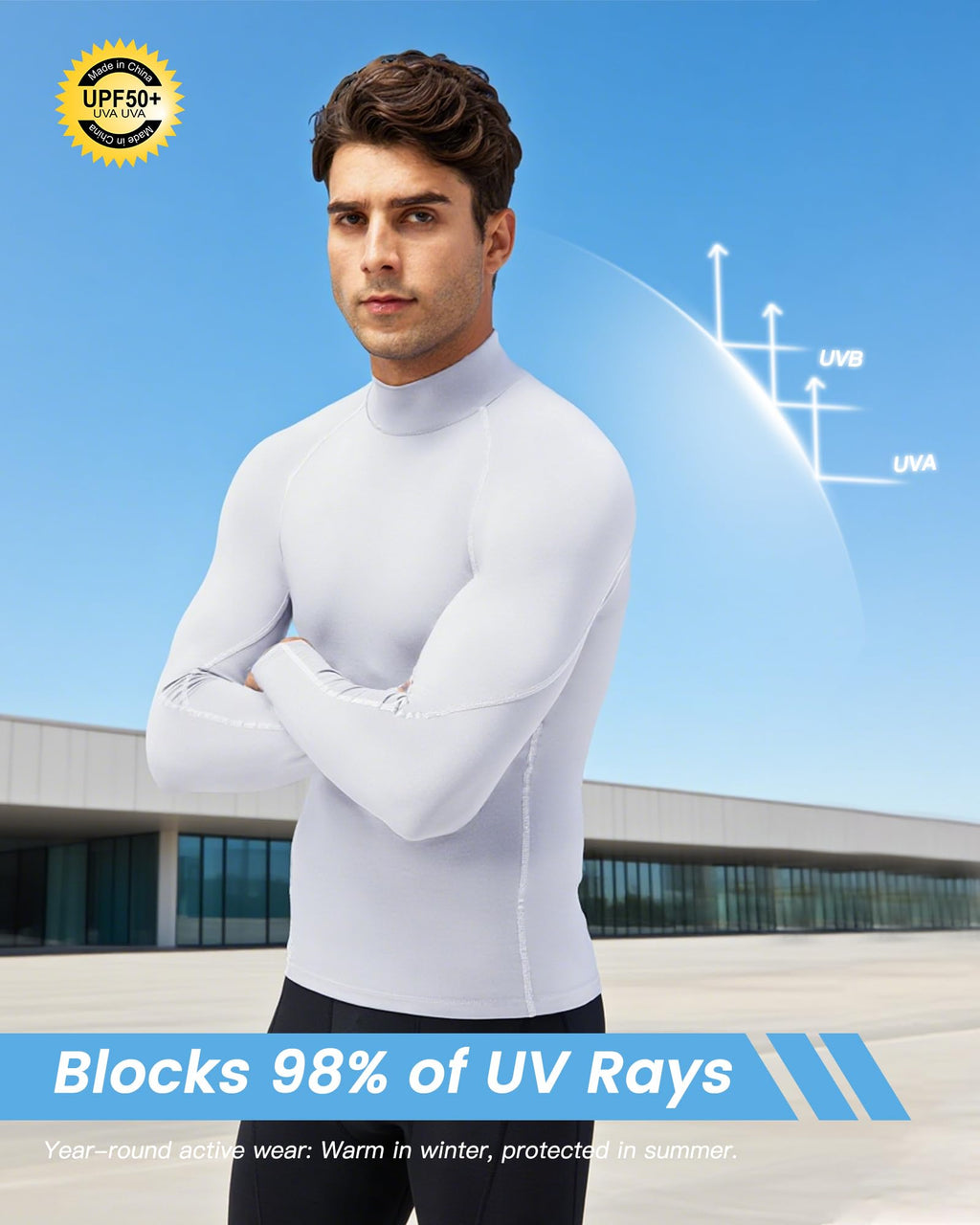 Compression Shirt Men Long Sleeve Quick Dry Workout Base Layer Large