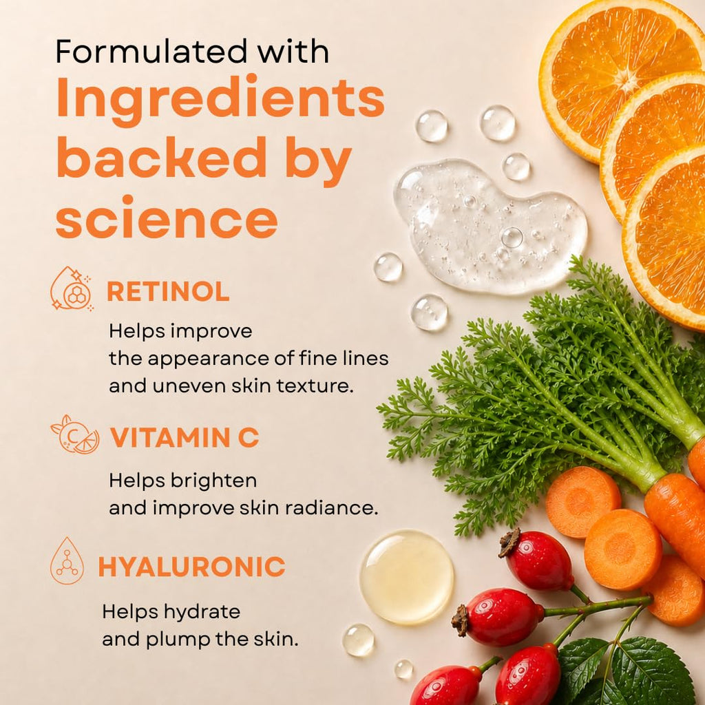 Skincare Set: Retinol, Vitamin C, and 99% Hyaluronic Acid Serum, Face Serum Set Targets Appearance of Uneven Skin and