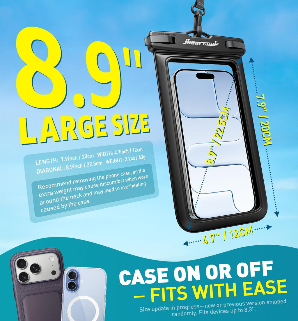Waterproof Phone Pouch, IPX8 Waterproof Phone Case for iPhone 17/16/15/14 Pro Max, Cell Phone Dry Bag for Beach &
