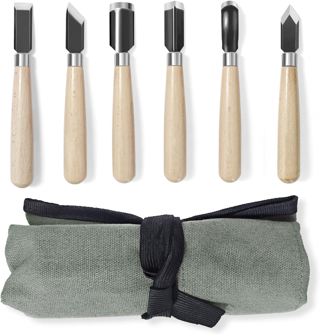 Wood Carving Tools Set - Chisel Set with Canvas Case, Carving Chisels Set Woodworking for Adults, Wood Whittling