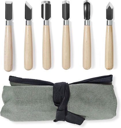 Wood Carving Tools Set - Chisel Set with Canvas Case, Carving Chisels Set Woodworking for Adults, Wood Whittling