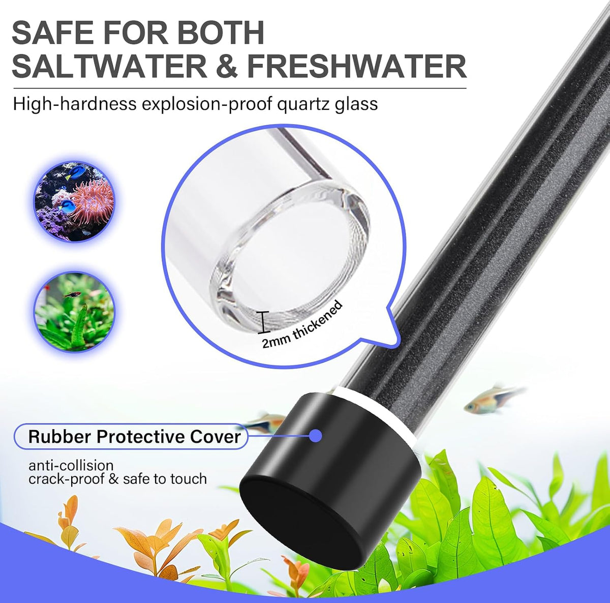 ECO Precise 500W Aquarium Heater Submersible, for 55-100 Gallon Fish Tank, ±0.5℃ Dual Probe Controller, Overheat &