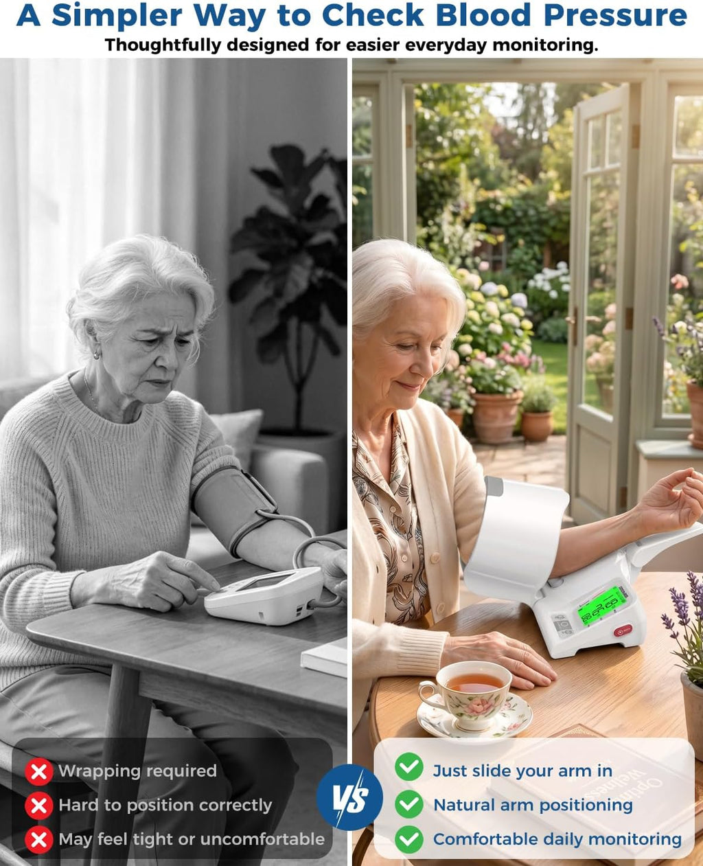 Upper Arm Blood Pressure Monitor, One-Touch Automatic Monitor