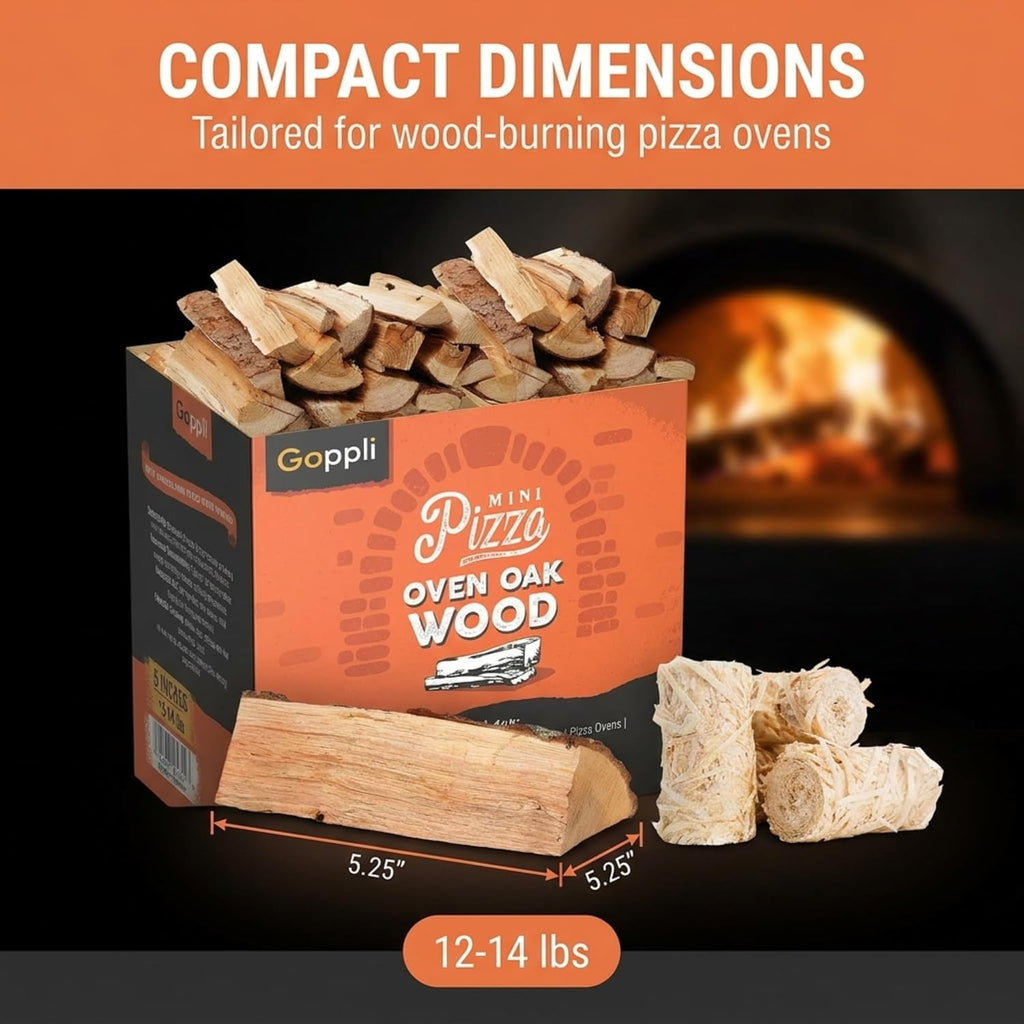 Kiln Dried Pizza Oven Wood 5-6 Inch Oak Logs – 12-14 lbs Mini Split Firewood with 10 Natural Fire Starters – Cooking