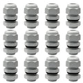 Rierdge 12 Pack 3/8" NPT Cable Glands, Grey, 5-10mm