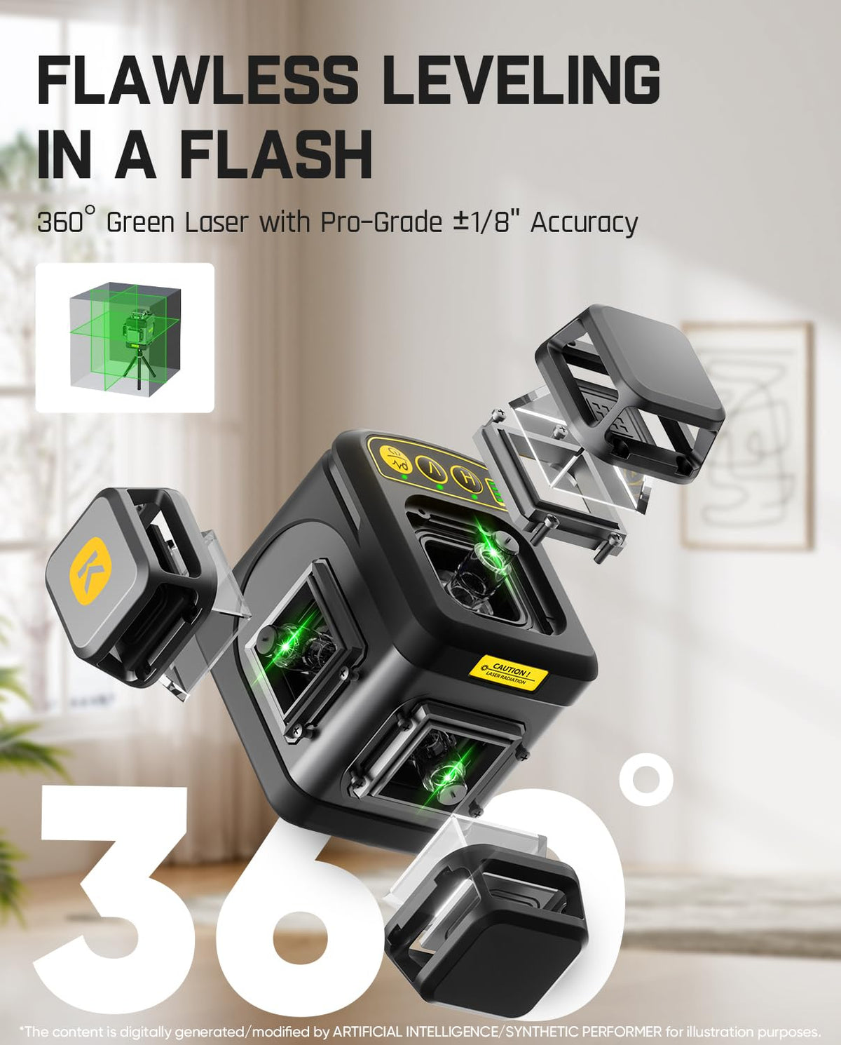 Fanttik D12 ACE Laser Level 3x360° 16 Lines Self-Leveling for Construction