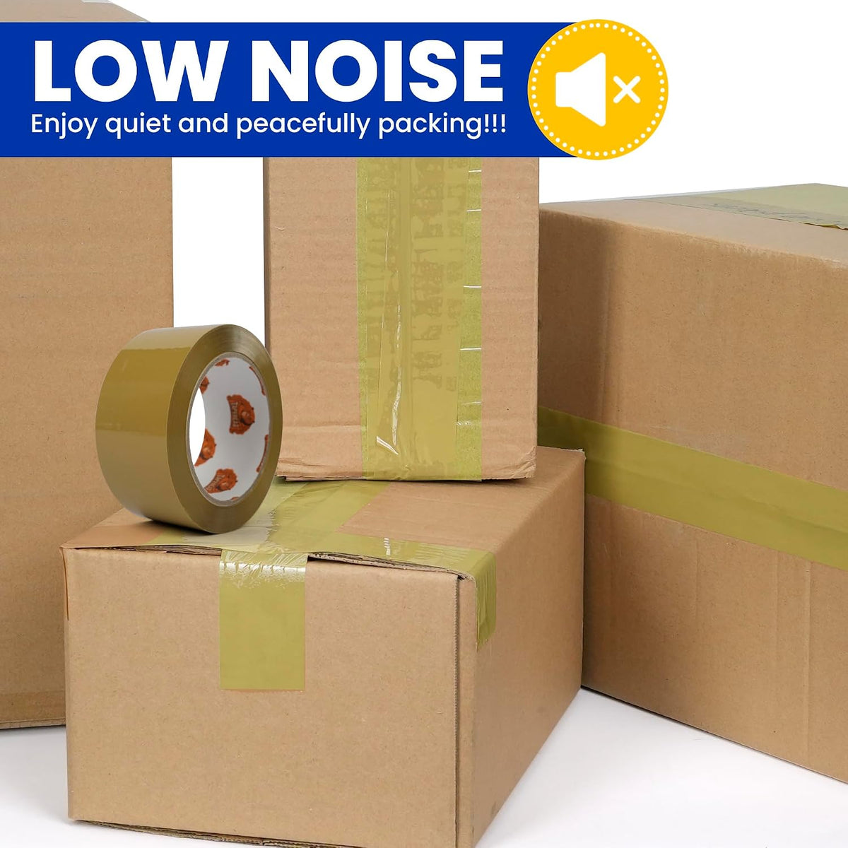 Low Noise Brown Packing Tape 72Yards Extra Length 1.88Inch-Wide