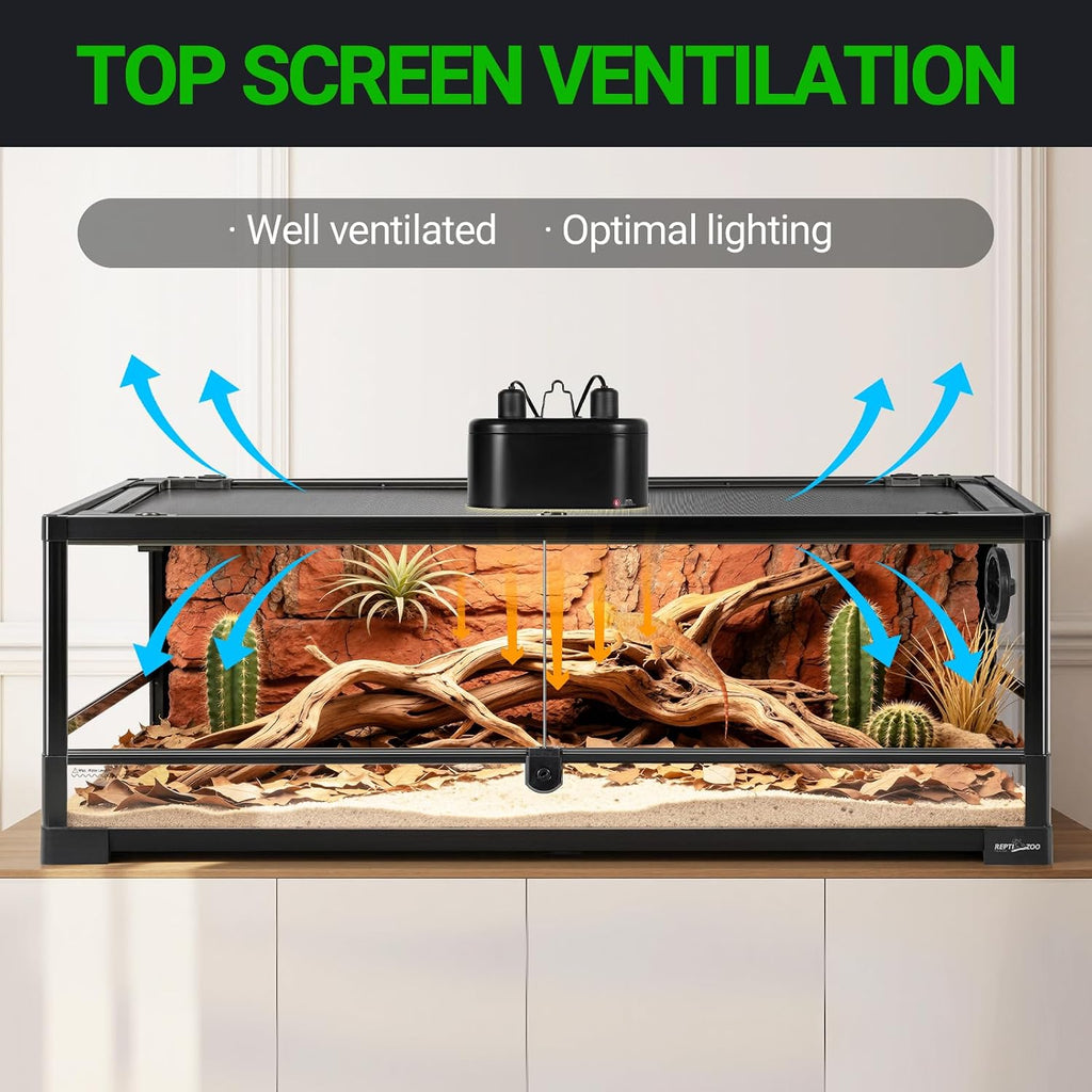 Full Glass 35 Gallon Reptile Tank, Front Opening Wide & Low Reptile Terrarium 36" x 18"x 12" for Lizard Gecko