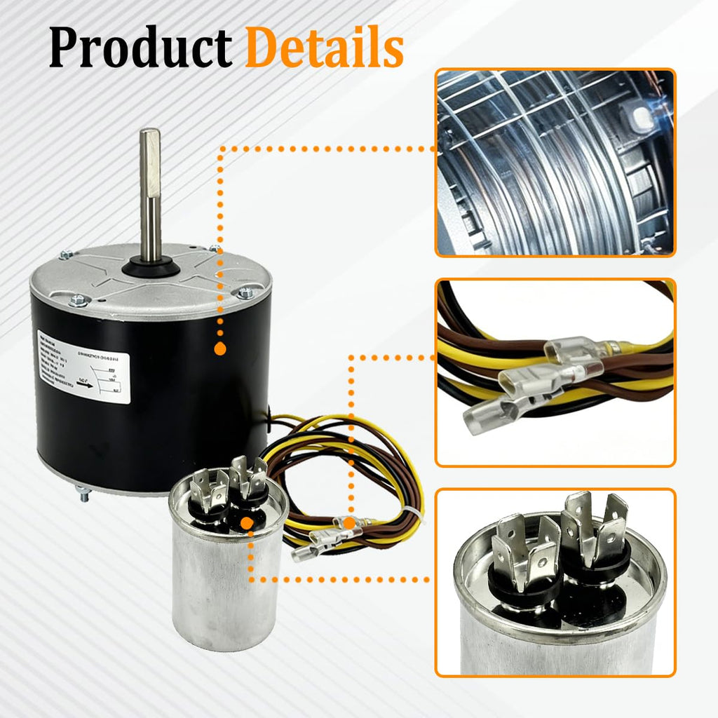 HC37GE228 Condenser Fan Motor 1/5 HP 230V Compatible with Carrier Bryant Genteq Dayton HC37GE228A HB37GQ228 Y7S862C06