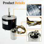 HC37GE228 Condenser Fan Motor 1/5 HP 230V Compatible with Carrier Bryant Genteq Dayton HC37GE228A HB37GQ228 Y7S862C06