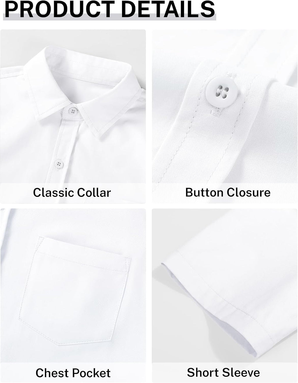 Boys Button Down Dress Shirts Short Sleeve Uniform Oxford Shirt