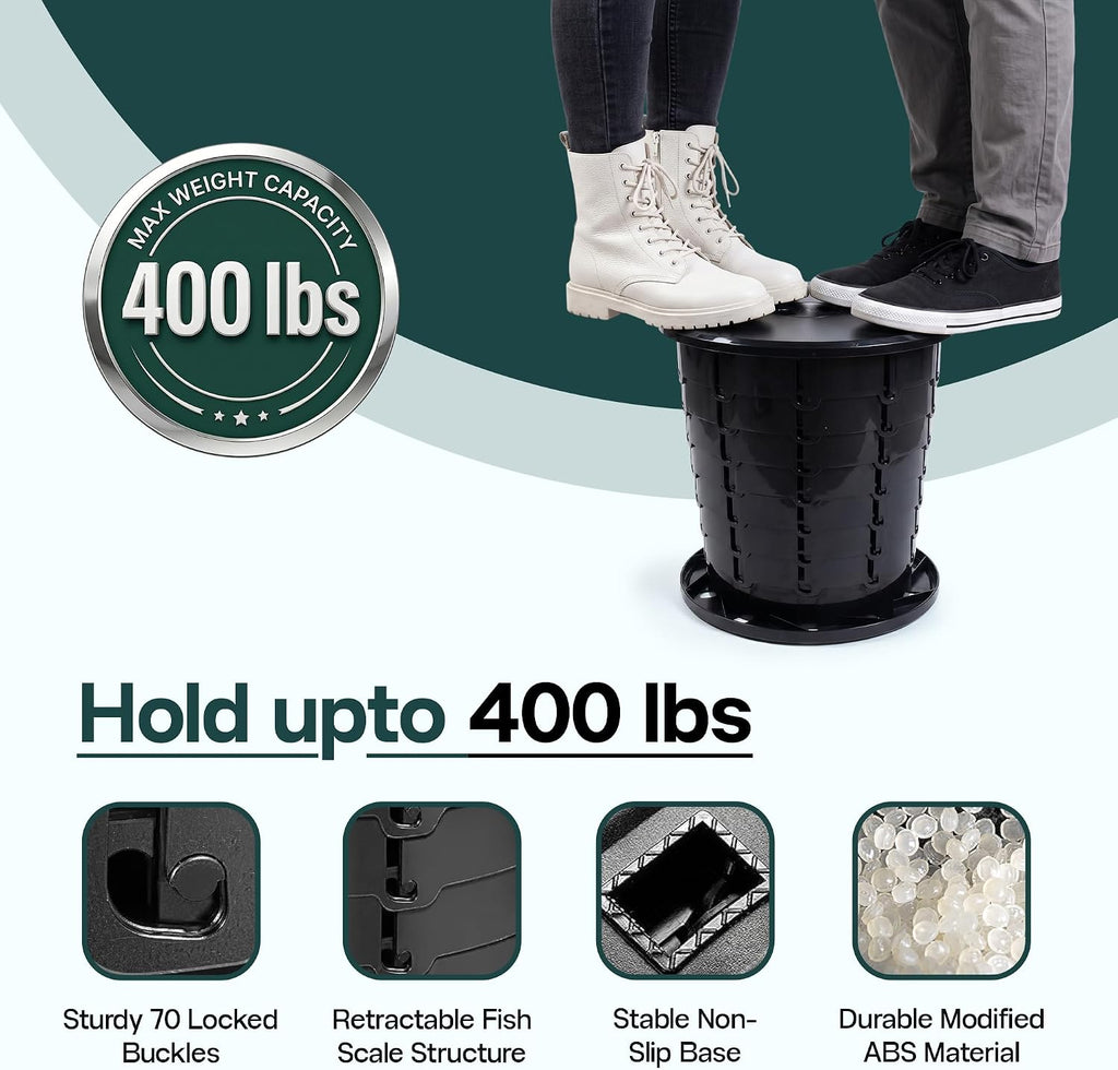 Camping Toilet - Holds Upto 400 lbs | Foldable Portable Toilet for Adults & Kids - 13" Height Adjustable |