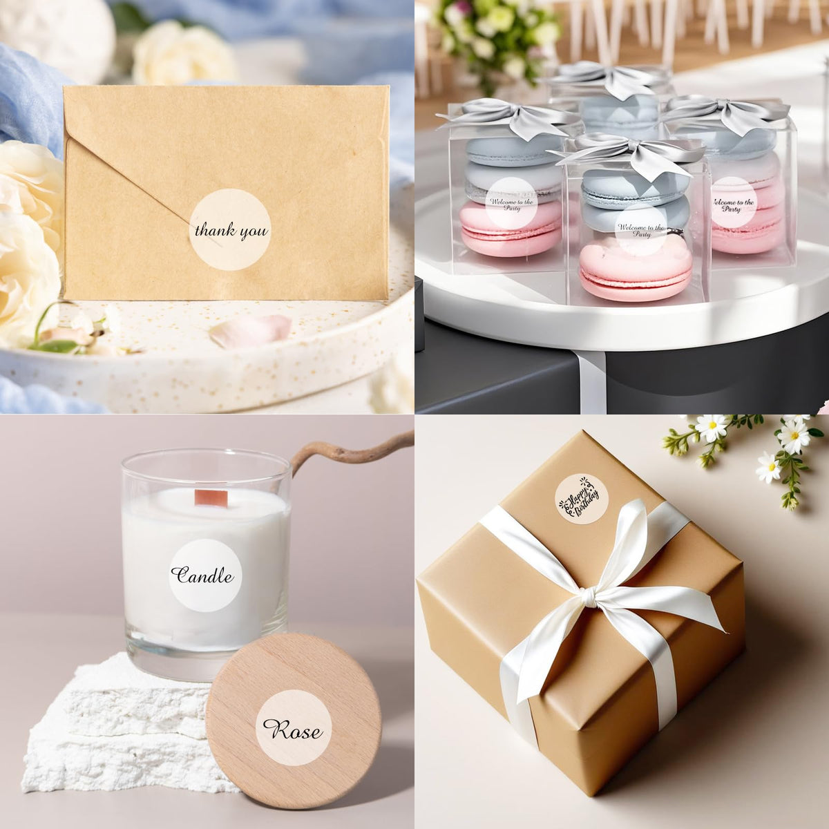1" Transparent Thermal Label Stickers,Waterproof Thermal Printer Sticker Labels for Gift Wrapping, Self-Adhesive Name