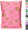 Thank You Poly Mailers 10x13 25 Pack, Gold Rose Design