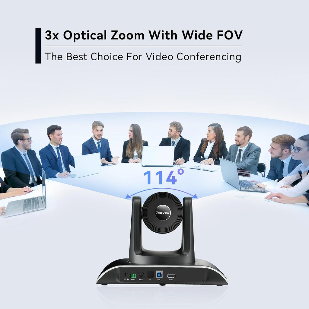 3X Optical Zoom 1080P 60FPS PTZ Conference System with 93°Wide-Angle Lens and MagiCall Bluetooth Speakerphone, Video