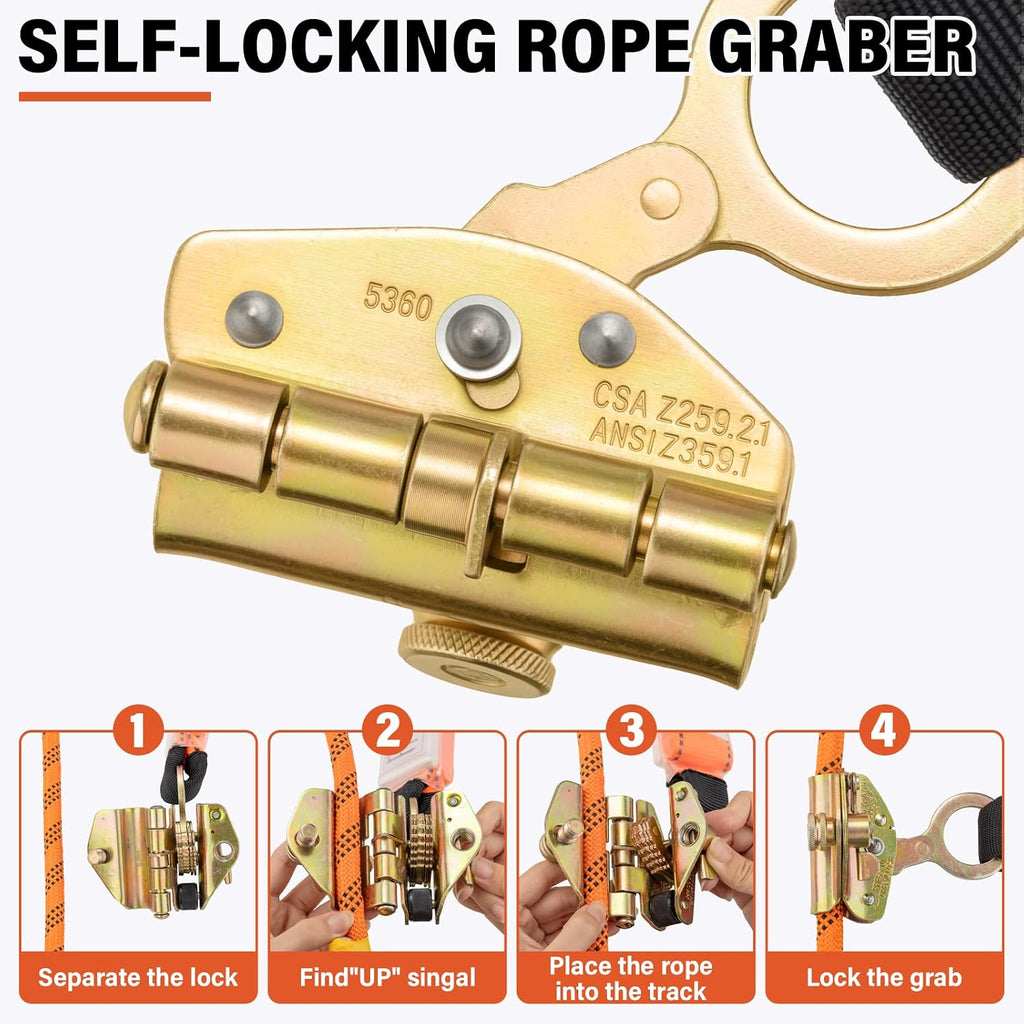Safety Harness Fall Protection Kit - Roofing Harnesses 50ft Safety Rope | Safety Rope for Roofing Lanyard Kit 5