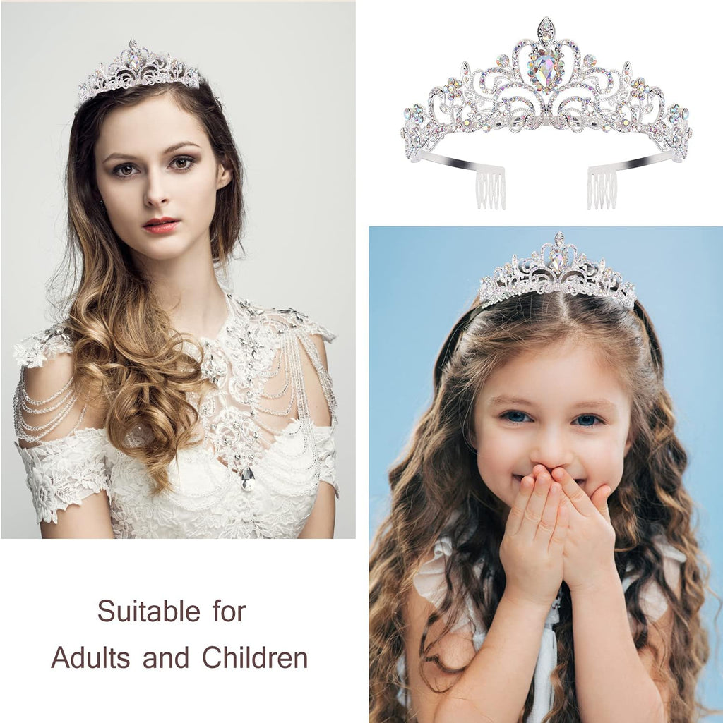Birthday Queen Tiaras Crown for Women, Girls Princess Crowns for Women, Queen Tiara for Mom, Silver Birth Crown