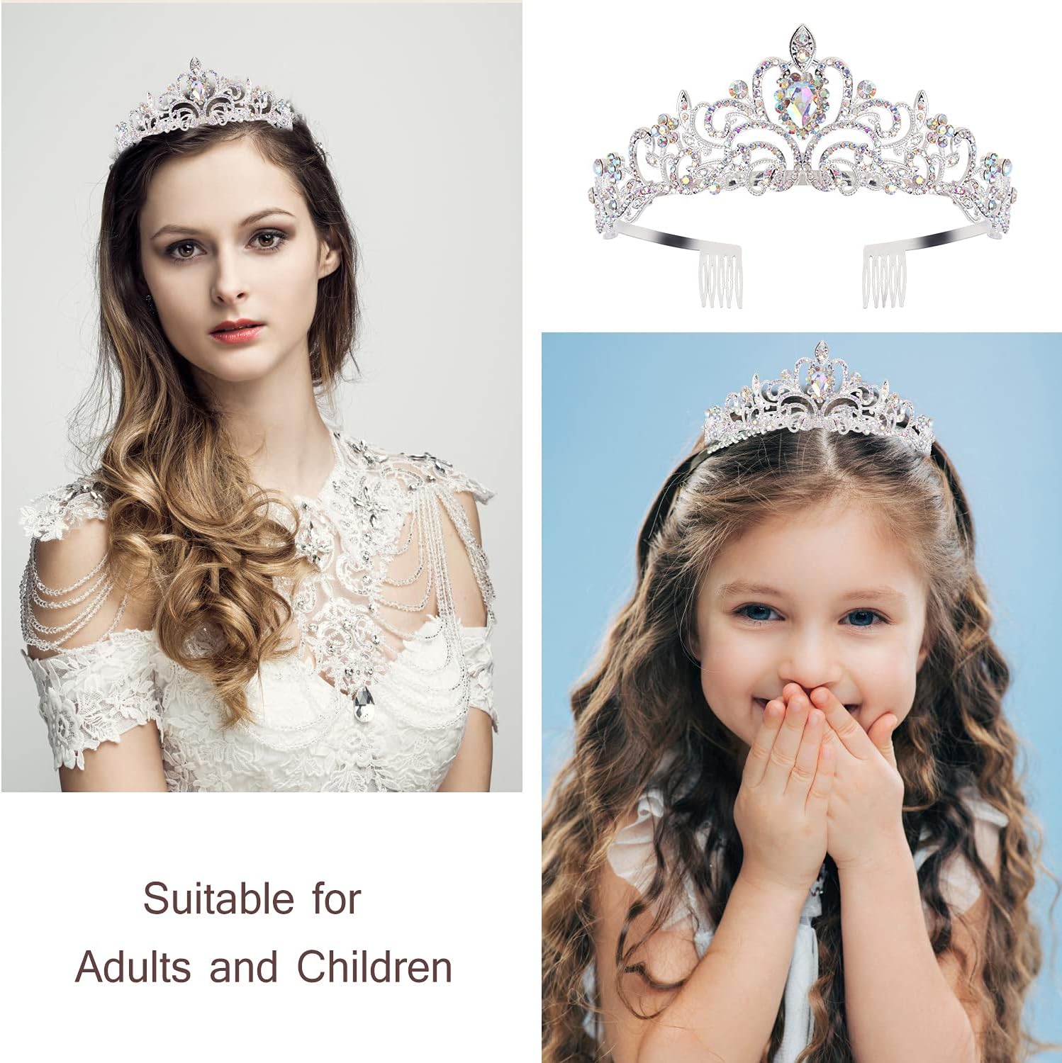 Birthday Queen Tiaras Crown for Women, Girls Princess Crowns for Women, Queen Tiara for Mom, Silver Birth Crown