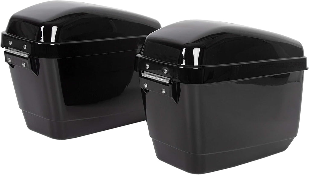Universal Motorcycle Trunk Luggage Storage Box & Hard Saddle Bags Saddlebags w/Mounting Kit Compatible with Harley