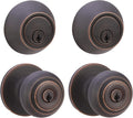 Keyed Alike Exterior Knob with Key Lock and Deadbolt, Classic, Oil Rubbed Bronze, Set of 2