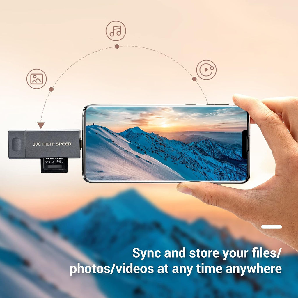 UHS-II SD MicroSD USB Card Reader, Transfer Speed up to 312MB/s, Gray | SD Card Adapter, 3-in-1 USB-A USB-C Micro USB