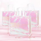 12 Pcs Reusable Glossy Gift Bag, Non-woven Tote Grocery Bag with Handle, Foldable Party Favor Gift Bags