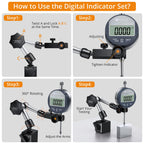 Neoteck 1"/25.4mm Digital Indicator Set with 90lbs(40kg) Magnetic Base