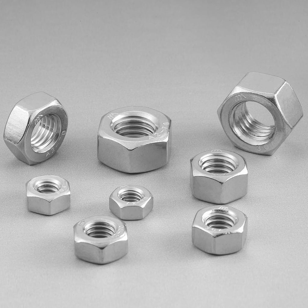 50 Pack #10-24 Hex Nuts, Stainless Steel 304 (18-8) Hex Nut, #10 Nut Standard Inch Coarse Thread Hex Machine Screw Nuts