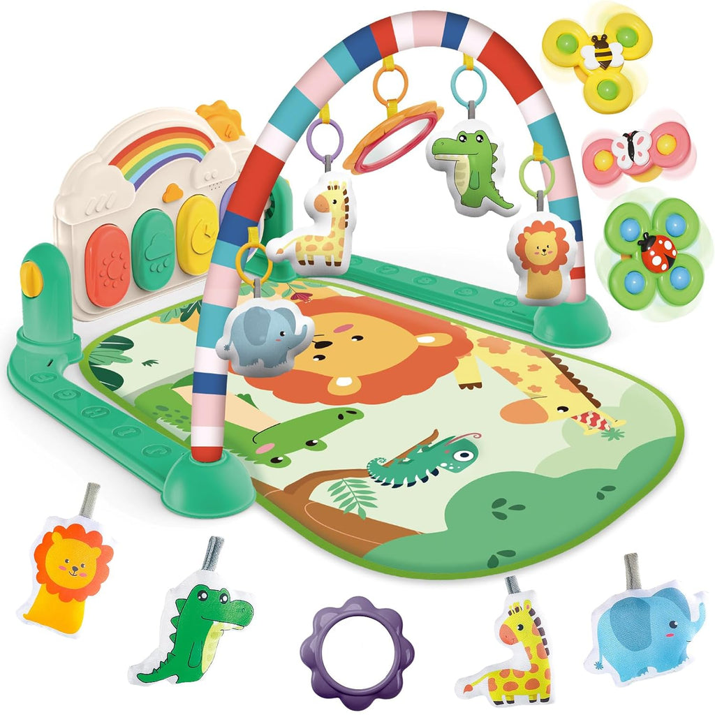Baby Gym & Play Mat, Tummy Time & Activity Mat Toys, Infant to Toddler Play Piano Mat, 0-12 Months (Green)