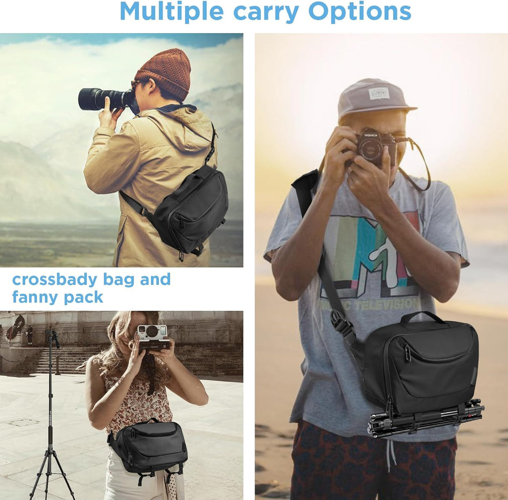 Camera Sling Bag,Waterproof Camera Case with Tripod Holder,Lightweight DSLR/SLR/Mirrorless Camera Bags Crossbody for