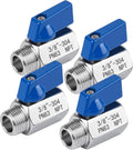 3/8" 304SS Full Port Ball Valve, NPT F x M, 4Pcs